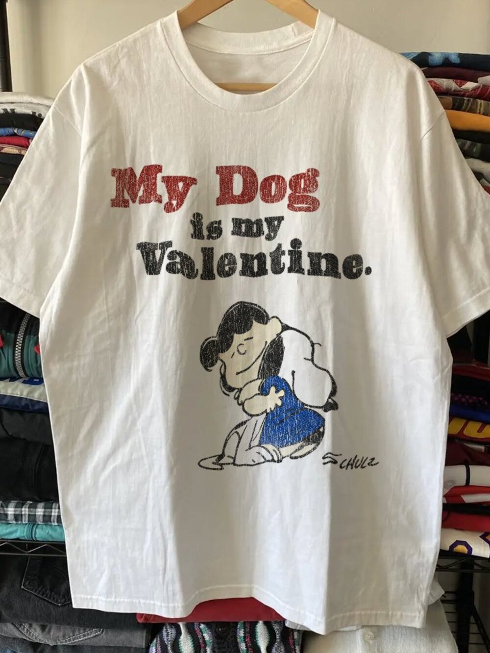 My Dog Is My Valentine Peanuts Washed White Tee